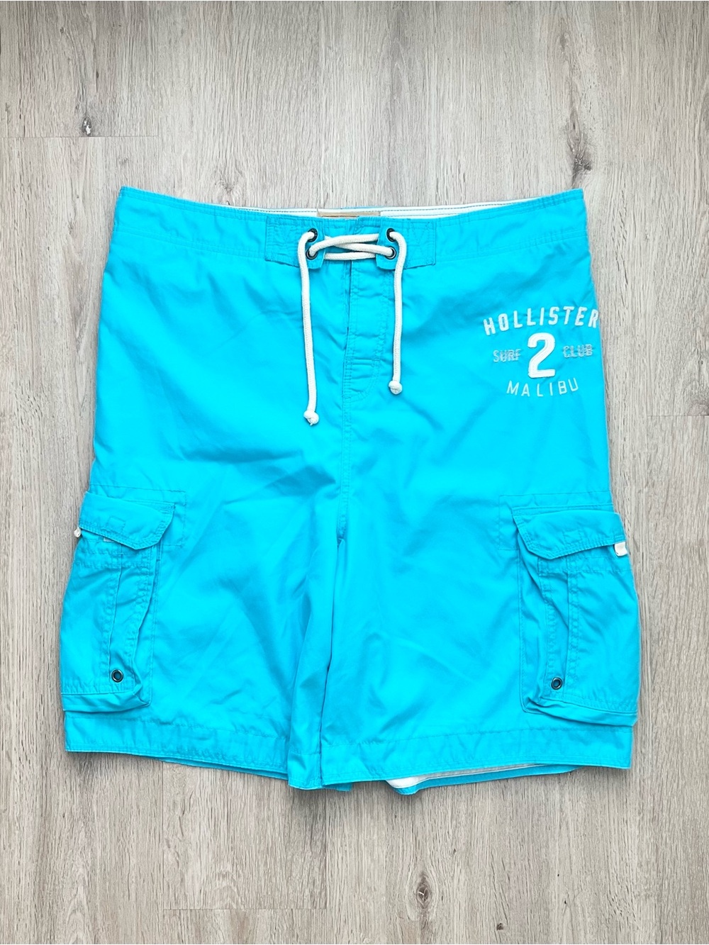 Vintage Hollister Board Shorts Mens XL Blue Embroidered Spellout Lightweight Y2K